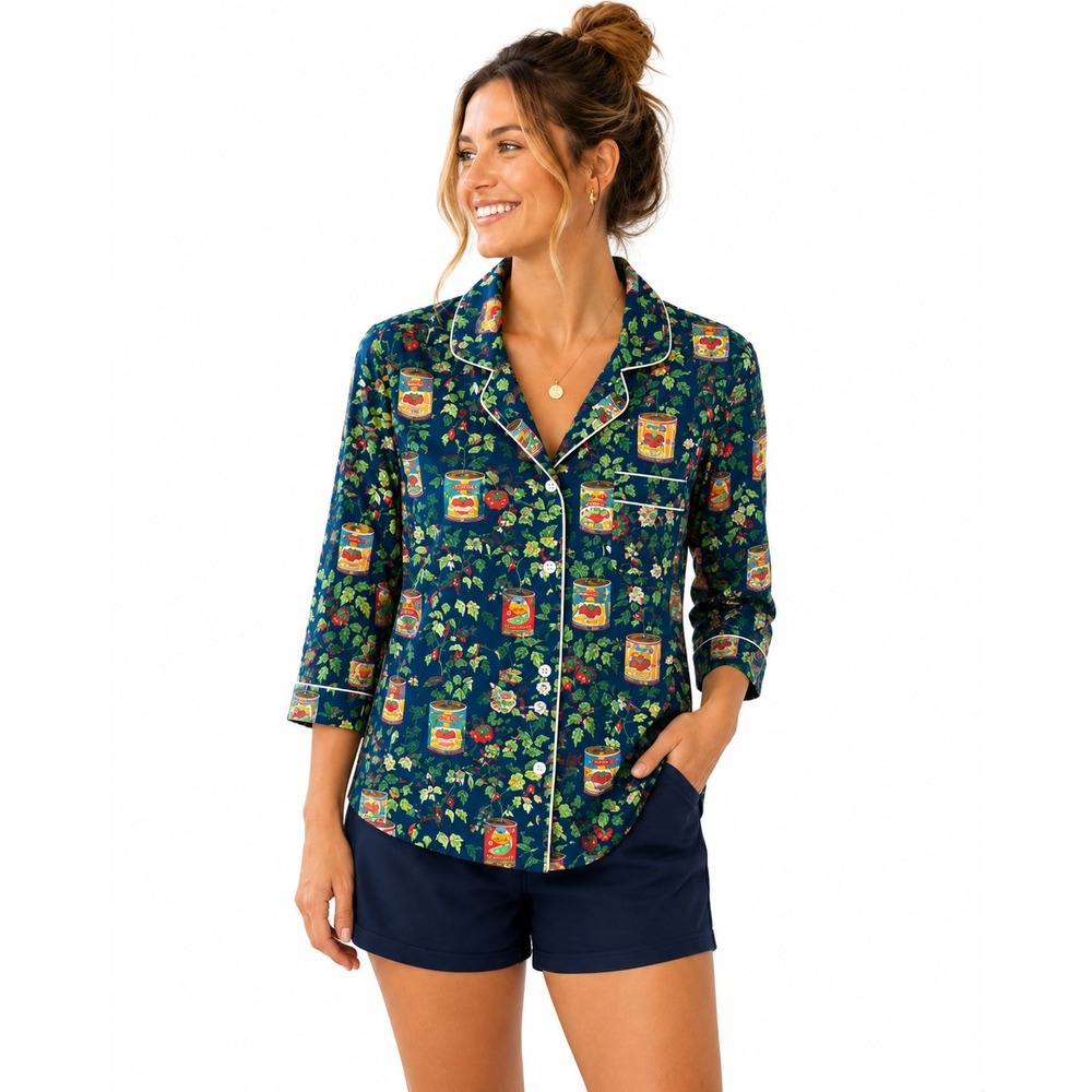 Printfresh x Anthropologie Kitchen Garden (Pajama Top) Organic Cotton Womens L